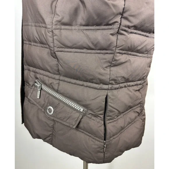 Eddie Bauer Goose Down Puffer Vest Women's XL Brown Quilted Snap Zip Pockets - Picture 3 of 8